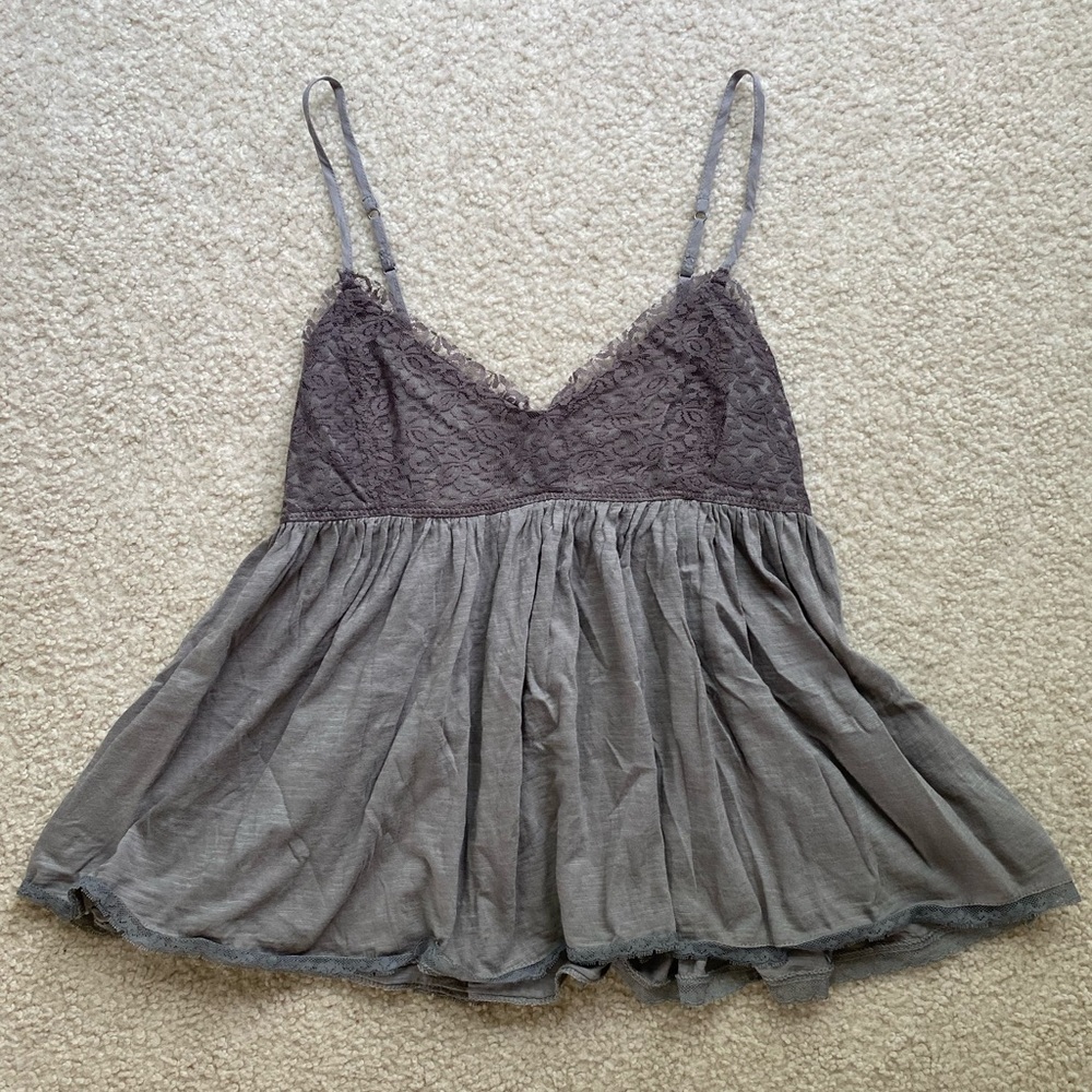 American Eagle Lace Babydoll Tank in Gray